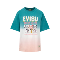 Fortune Cat Print Tie-dyed T-Shirt