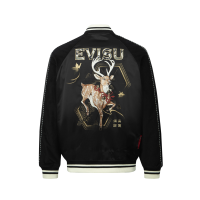 Deer and Logo Embroidery Loose Fit Souvenir Jacket