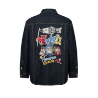Hyottoko Festival Graphic Print Regular Fit Denim Shirt Jacket