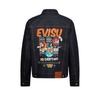 Kumadori Daruma Print Relax Fit Denim Jacket