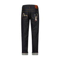 Deer and Seagull Embroidery Slim Fit Selvedge Denim Jeans #2010