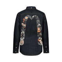 Kumadori Daruma Daicock Print Regular Fit Denim Shirt