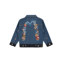 Daruma Daicock Print Regular Fit Fabric Blocking Denim Jacket