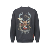 Deer and Cloud-pattern Logo Print Loose Fit Sweatshirt