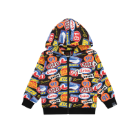 Allover Racing Badge Print Regular Fit Zip-up Hoodie