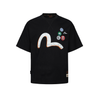 Multi Logo and Slogan Misty Print Relax Fit T-shirt