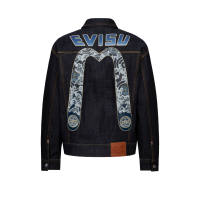 Cloud and Kamon-pattern Daicock Print Loose Fit Denim Jacket