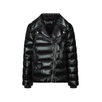 Pearlized Black Fashion Fit Biker Down Jacket