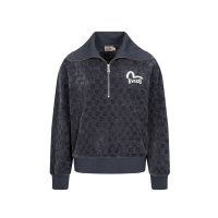 Seagull and Logo Embroidery Half-Zip Cropped Sweatshirt