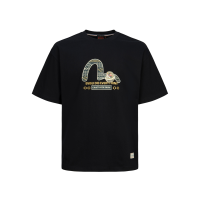 Fair Isle Pattern Seagull Print Loose Fit T-shirt