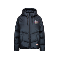 Logo and Chrysanthemum Motif Embroidered Down Jacket