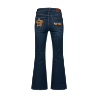Brocade Kamon and Logo Boot Cut Jeans