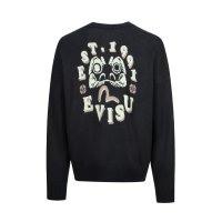 Seagull and Daruma Intarsia Relax Fit Knit Sweater