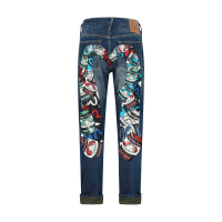 Godhead and Oil Barrel-Pattern Daicock Print Carrot Fit Jeans #2017
