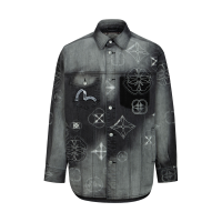 Tie-dye Kamon and Seagull Print Regular Fit Shirt Jacket