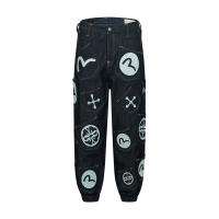 Multi Pocket with Rhinestone Loose Fit Denim Joggers