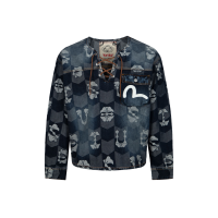 Allover Monogram Kamon and Seagull Loose Fit Jacquard Denim Anorak