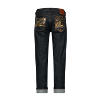 Seagull Embroidery and Brocade Patched Carrot Fit Denim Jeans #2017