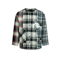 Raw Edge Patchwork Loose Fit Shirt