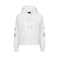 3D Seagull Print and Floral Embroidery Cropped Hoodie