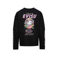 Faux Two-Piece Daruma and Logo Print Regular Fit T-shirt