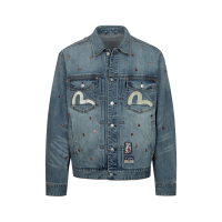 Allover Rivets and Seagull Applique Relax Fit Denim Jacket