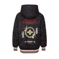 Floral and Kamon Embroidered Down Jacket