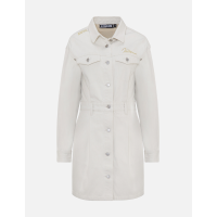 Slashed Seagull Embroidered Denim Dungaree Dress