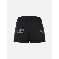 Embossed Seagull High Waist Denim Shorts