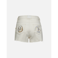 Kamon and Logo Print Denim Shorts