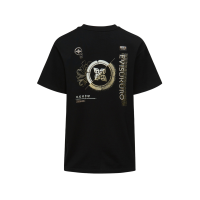 Glitter and Floral Kamon Print T-shirt