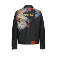 Ukiyo-e Dragon and Chrysanthemum Embroidered Denim Jacket