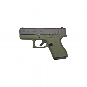 Glock 43 SemiAutomatic 9mm 339 Barrel Battlefield Green Frame 61 Rounds
