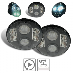 7" Round LED High/Low Beam Headlight Kit with Adapters