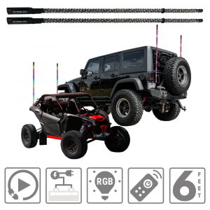 LED RGB Whip 6' Pair