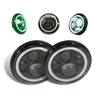 7" Round RGB LED Angel Eye Headlight Kit with Adapters