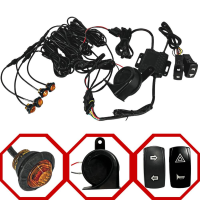 Univsersal Turn Signal Kit W/ Horn and Rocker Switches with 4 blinkers