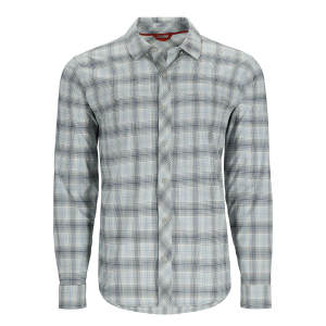 Simms Bugstopper Long Sleeve Shirt - Men's - Steel Blue and Storm Ombre Classic Plaid - L