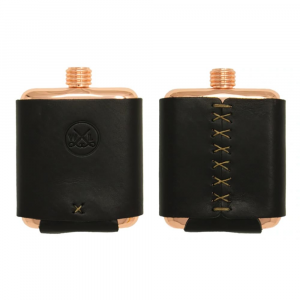 Whiskey Leatherworks Clark Fork Copper Flask - Black Latigo