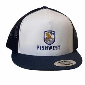 Fishwest Logo Cirque Flat Brim Hat - Navy and White - One Size