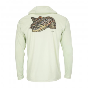 Fishwest Logo Simms Tech Hoody - Men's - Brown Trout and Light Green - M