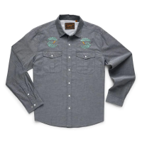 Howler Brothers Limited Edition Turbulent Waters Gaucho Snapshirt - Men's - Dark and Stormy Charcoal Oxford - 2XL