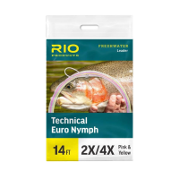 Rio Technical Euro Nymph Leader with Tippet Ring - Black and White - 14ft 2X/4X