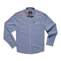 Howler Bros Crosscut Deluxe Snapshirt - Men's - Blue Chambray Fresh Blooms - L