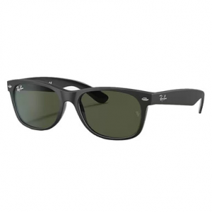 Ray-Ban New Wayfarer Glasses Rubber Black on Black G-15 Green 0RB2132-64623152