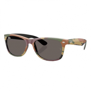 Ray-Ban New Wayfarer Glasses Black with Green Camu Dark Grey 0RB2132-6822B155