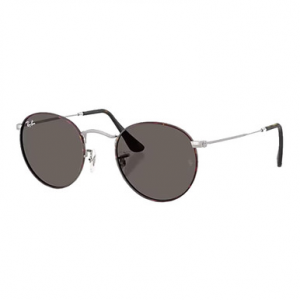 Ray-Ban Round Metal Matte Havana on Matte Silver Dark Grey 0RB3447-9277B153