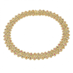 Alex Sepkus 18K Sapphire and Diamond "Flora" Necklace N-49SDC in Gold
