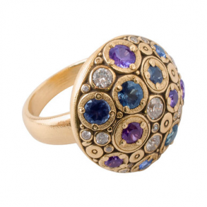 Alex Sepkus 18K Diamond and Color Stone "Blooming Hill" Ring R-145S in Gold, 6