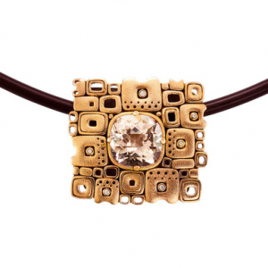 Alex Sepkus 18k, Silver, and Diamond Square Pendant M-23 in Gold